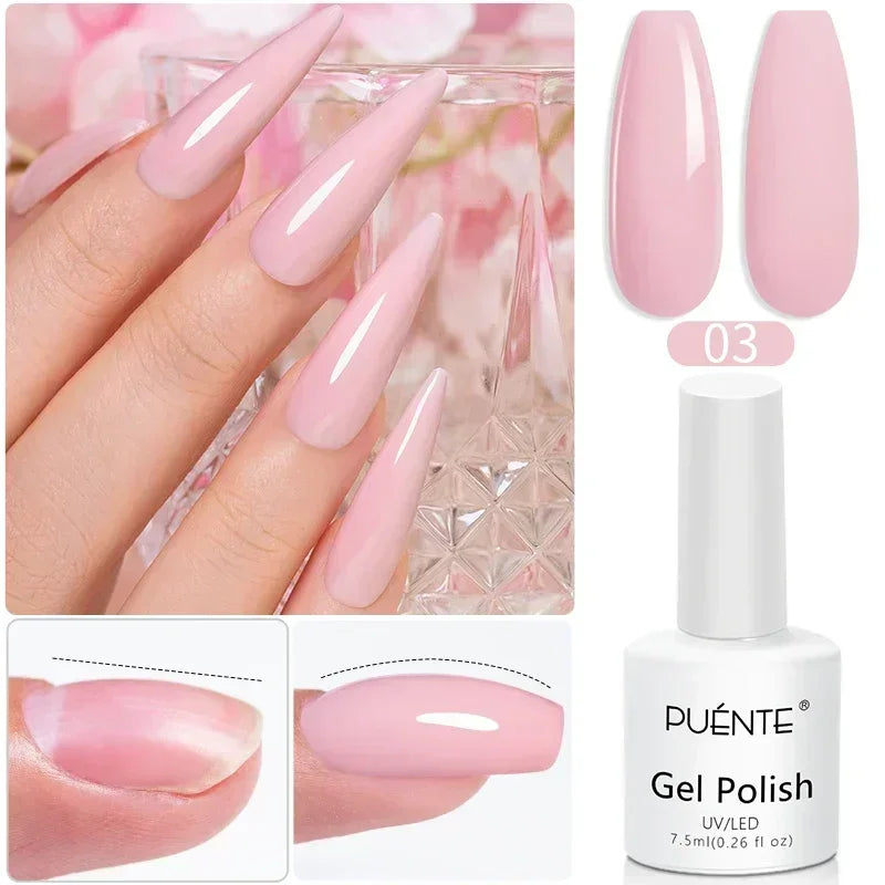 PUENTE 7.5ML Nude Shade Ceramic Cat Eye Gel Nail Polish Shiny Moonlight Cat Eye Gel Soak Off UV Semi-Permanent Nail Art Varnish