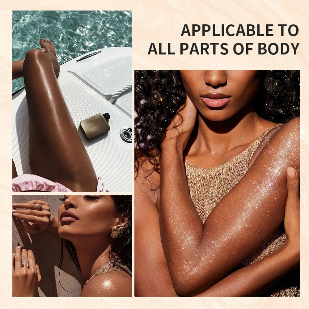 Liquid Shimmer Body Highlighter Oil Makeup,Glitter Spray Oil Lotion,Full Body & Face Glow-Up Liquid Lotion for All Skin Type