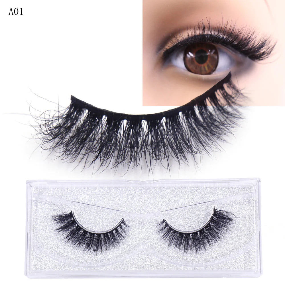 LEHUAMAO 5D Mink Hair False Eyelashes Wispy Cross Natural Mink Lashes Fluffy Eyelash Extension Tools Makeup Handmade Eye lashes