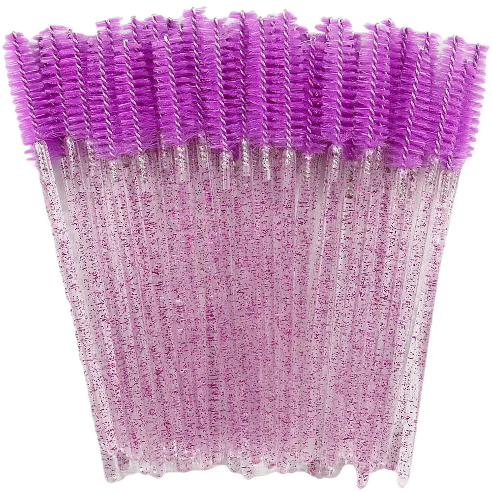 50Pcs Makeup Eyelash Brushes Disposable Crystal Eyebrow brush Diamond Handle Mascara Wand Applicator Lashes Extension Tools