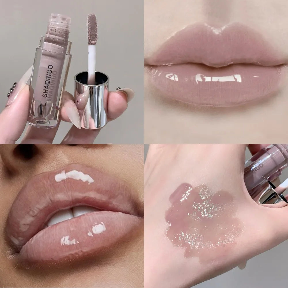 Black Rabbit Gothic Silver Metallic Lip Gloss Black Mirror Light Translucent Lip Lacquer Non-Sticky Water Gloss Lips Tint Makeup