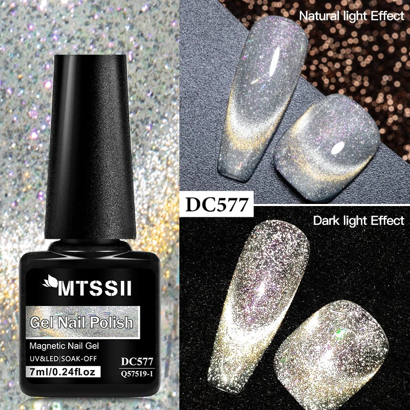 7ML Ice Transparent Glass Bead Moonlight Cat Eye Magnet Gel Nail Polish Jelly Ultra Shine Glitter Semi Permanent Soak Off UV Gel