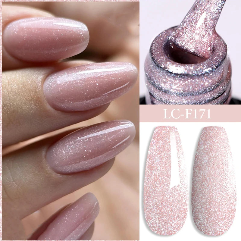 LILYCUTE 7ML Black Silver Red Reflective Glitter Gel Nail Polish Sparkling French Soak Off Long Lasting Manicure Nails Art Gel