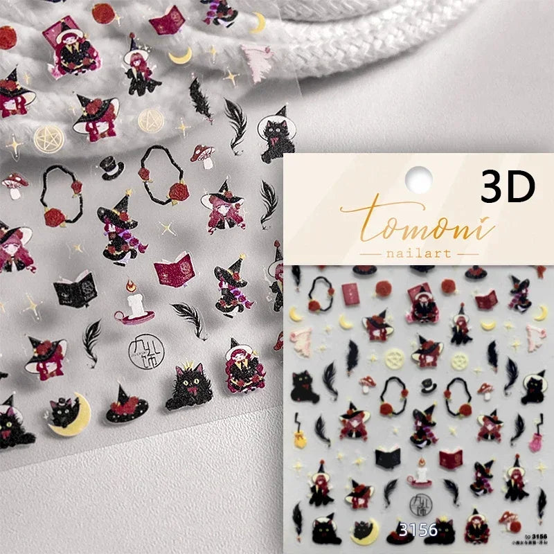 Cute Cat Eye Fishbone Animals Leopard Cat Ginger Cat Kitten Exclamation Point Paw Self Adhesive Nail Art Sticker Manicure Decals