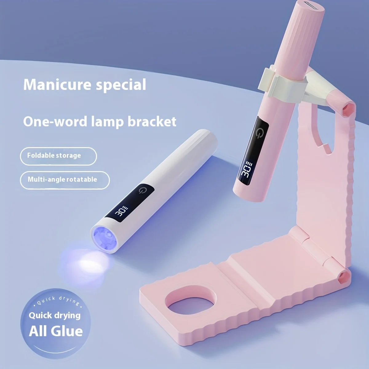 Handheld Nail Light Mini LED Nail Lamp For Gel Nails With Stand & LCD Screen Control 2 levels Adjustable For Fast Curing