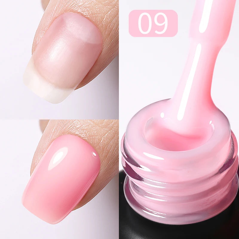 BORN PRETTY 15ml Jelly Nude Rubber Base Gel Natural Milky White Clear Semi permanent Self-Leveling Soak Off UV LED Gel Varnish