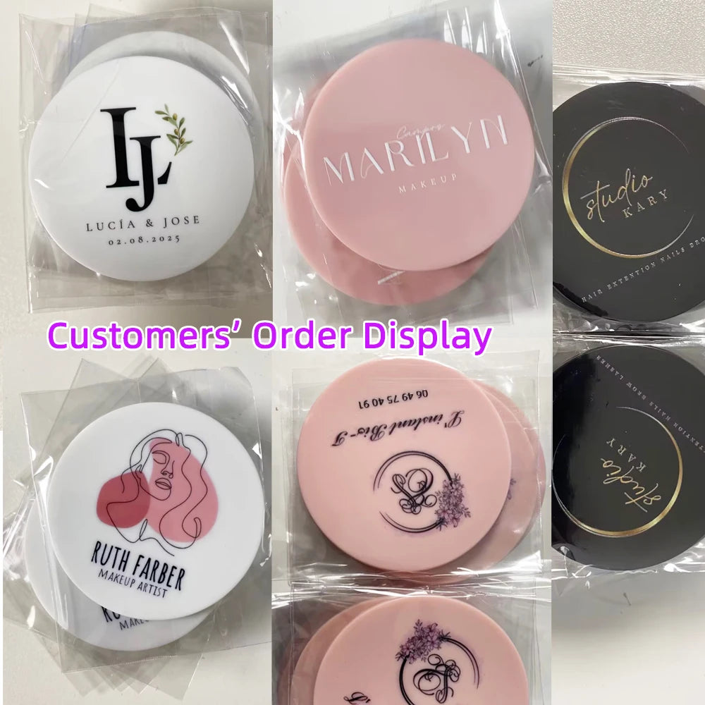Wholesale Small Mirror Round Custom Logo Red Pink White Black Personalized Wedding Souvenir Gift Ideas Porable Pocket Mirrors