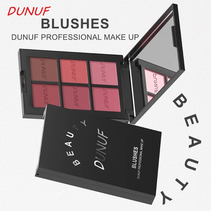 6-color Blush Palette, Highlighter Contour Bronzing Powder Makeup, Natural Long-lasting, High Pigment, Daily Multi-color Makeup