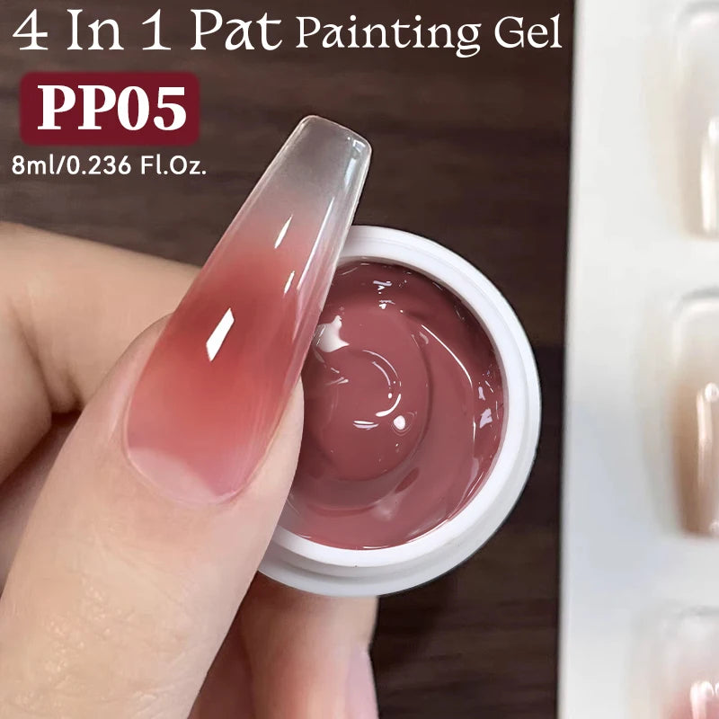 UR SUGAR 4 In 1 Pat Painting Gel Nail Nude Pink Color Painting Liner Nail Art Used For Gradient Cover Edge Nail Stamping Pattern