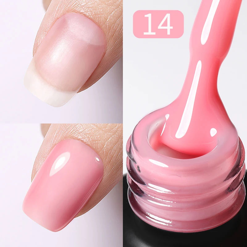 BORN PRETTY Milky Jelly Rubber Base Gel for Gel Nail Polish 15ml Russian Self-leveling Nude Color Soak Off Semi Permanent UV Gel