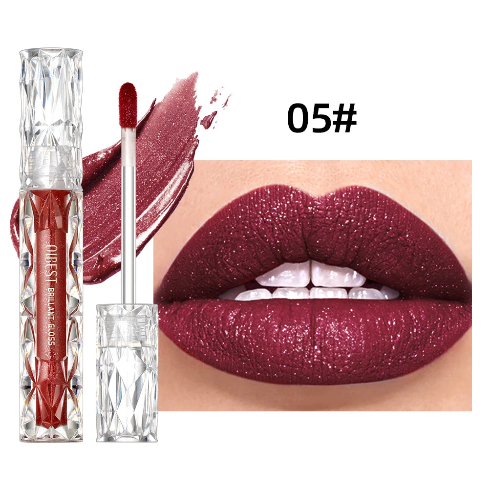 Qibest Glitter Shimmer Liquid Lipstick - Matte Waterproof Lip Gloss