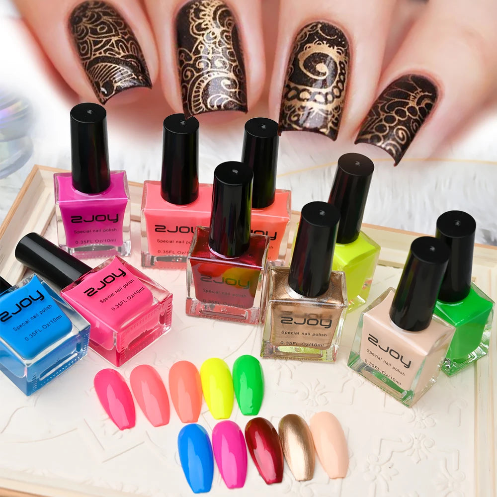 10ml Nail Stamping Polish Varnish Black White Colorful Nail Printing Lacquers for Stamping Plate 30 Colors Nail Stamping Polish