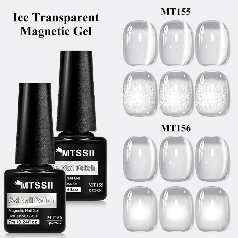 7ML Ice Transparent Glass Bead Moonlight Cat Eye Magnet Gel Nail Polish Jelly Ultra Shine Glitter Semi Permanent Soak Off UV Gel
