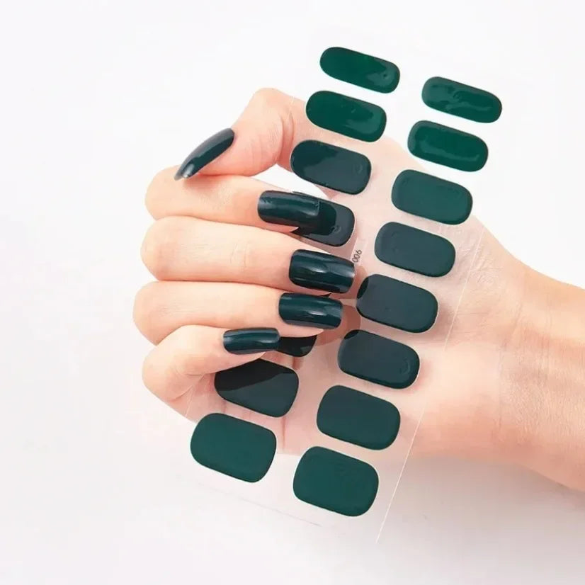 DIY Semi Cured Gel Nail Stickers Long-Lasting Solid Color Nail Strips Patch Slider Nail Sticker Full Cover Decal Manicure Patch