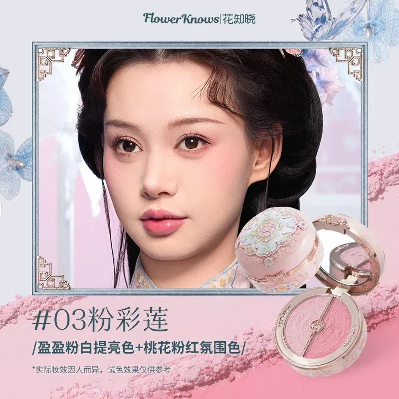 Flower Knows Blusher Butterfly Cloud Collar Collection Rouge Box Duo Blush For Dark Skin Peach Makeup For Cheeks Matte Finish