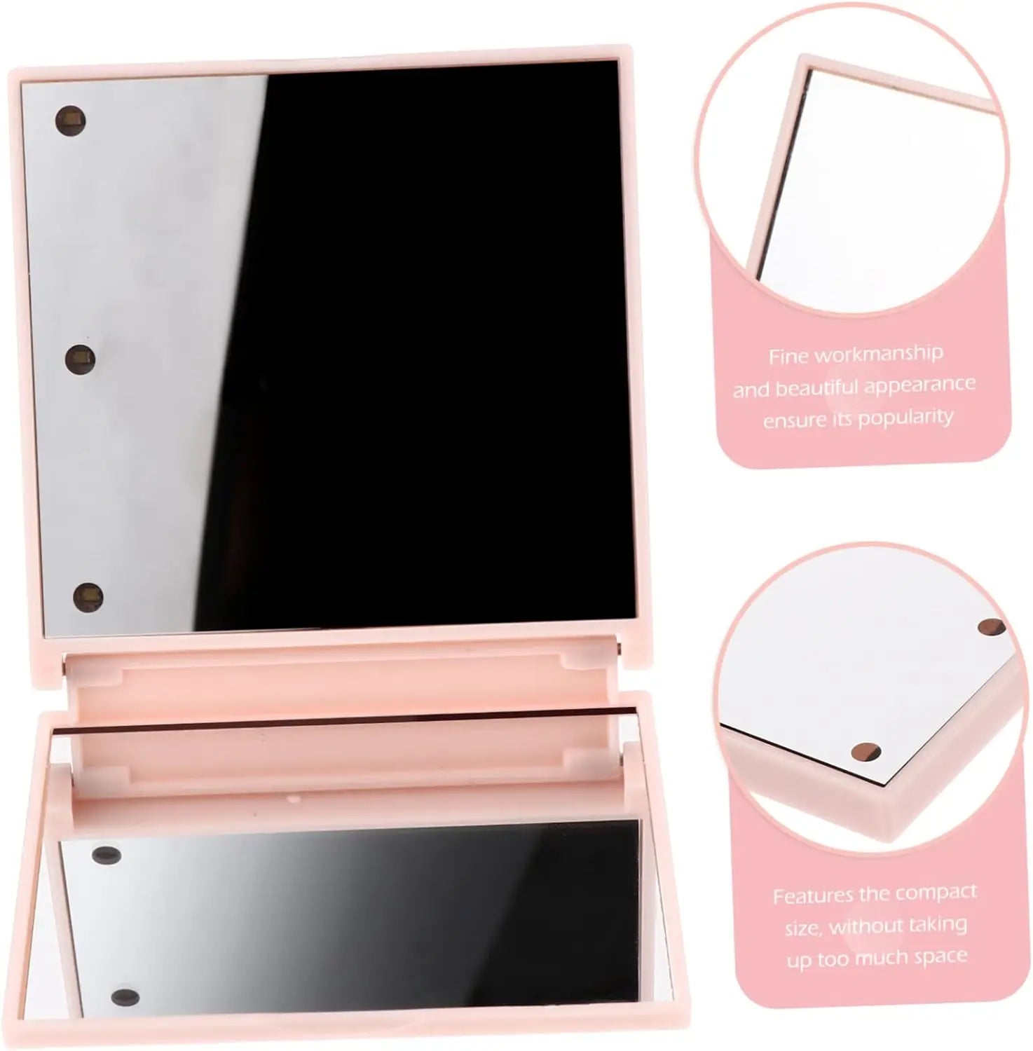Travel Mirror with Light Compact Makeup Mirror with 6 LED Lights, Folding Pocket Lighted Compact Mirror for Purse Gift for Women