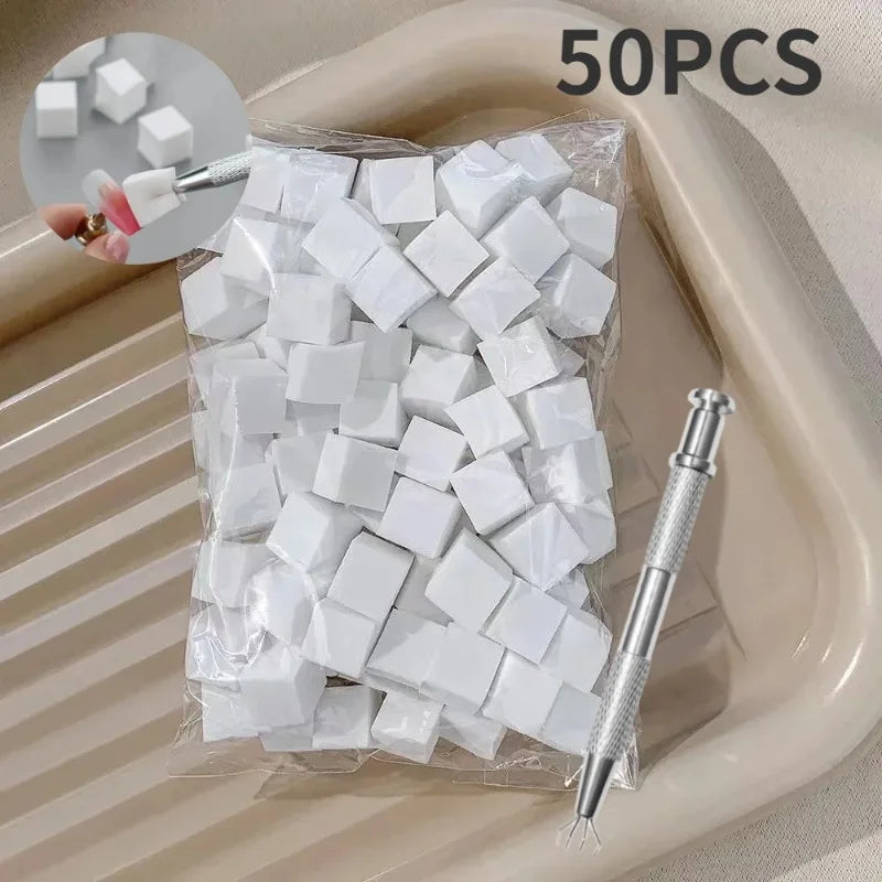 25/50/100Pcs Square Nail Art Sponge Set Gradient Nail Brushes Gel Polish Design Nail Sponge Grab Pen Manicure Supplies 229w