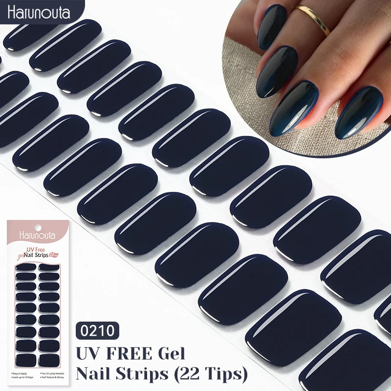 22strips UV Free Nail Gel Strips Loving Heart Gel Polish Nail Sticker Curing-free Adhesive Stickers for Nails Long Lasting Wrap