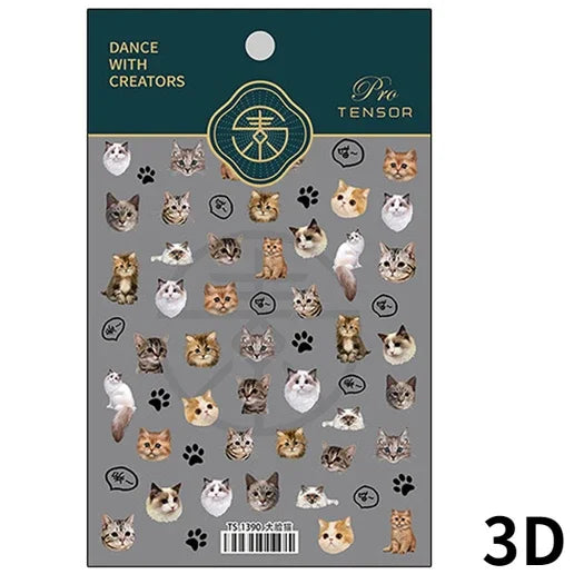 Cute Cat Eye Fishbone Animals Leopard Cat Ginger Cat Kitten Exclamation Point Paw Self Adhesive Nail Art Sticker Manicure Decals