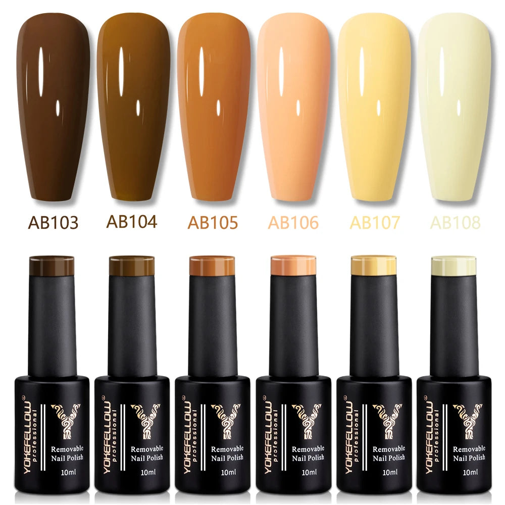YOKEFELLOW 2022 New Color 10ML Nail Gel Polish Semi Permanent Gel Varnish Base Top Coat 122 Soak Off Colors Organic Nail Varnish