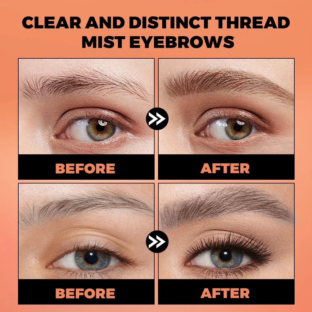 QIBEST 2 Fork Tip Liquid Eyebrow Pencil Eyeliner Lower Eyelash Pen Makeup Waterproof Lasting Quick Drying Ultra-fine Brows Pen