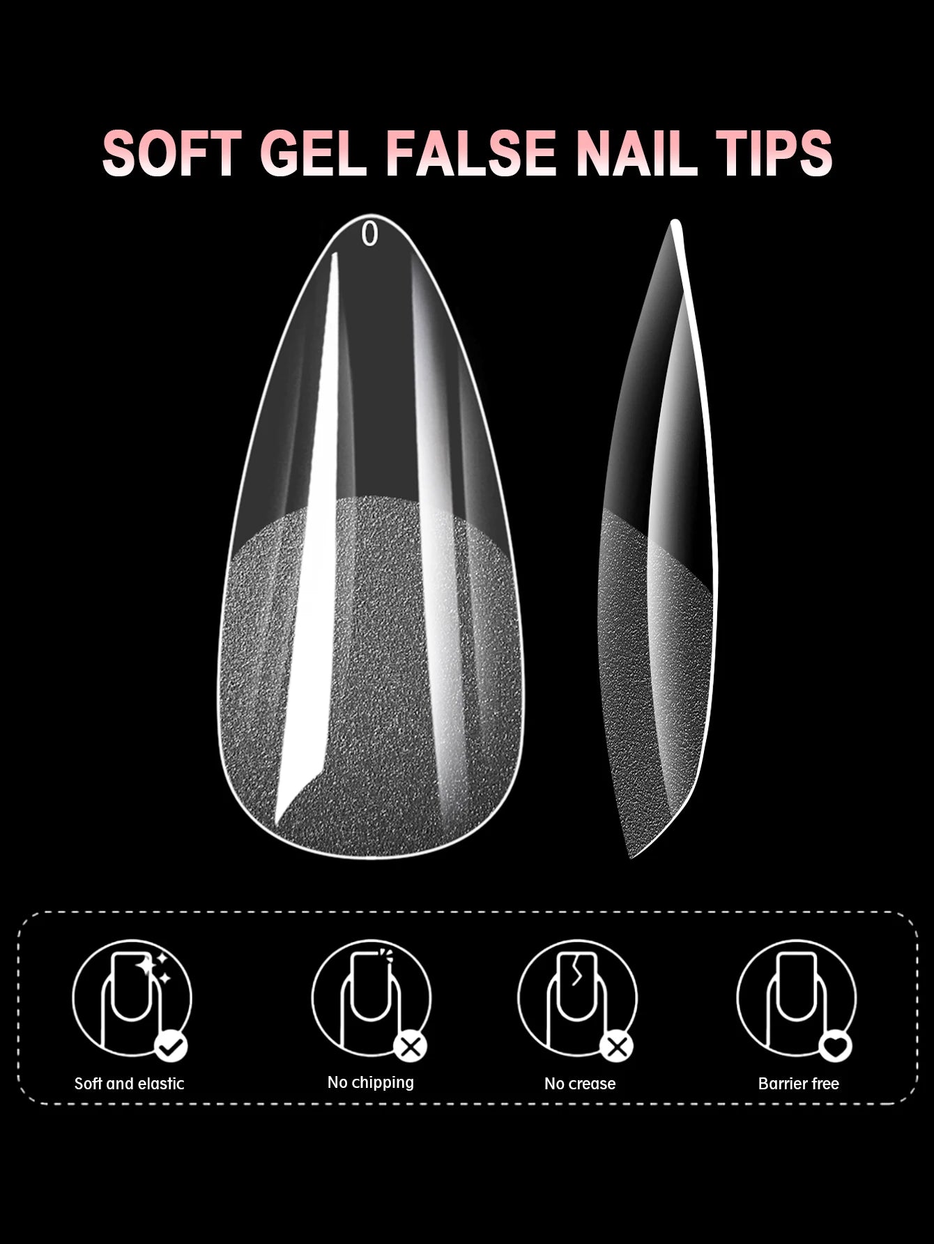 100/600Pcs Short Almond Nail Tips Soft Gel Nail Tips Full Cover False Nail Tips For Acrylic Nails  Salon Home Press On Nails