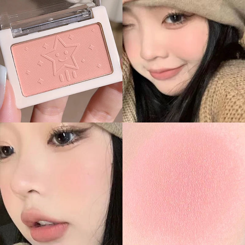 Smart, clear, monochrome blush matte, natural whitening, brightening cheeks, purple nude makeup, fine flash rouge