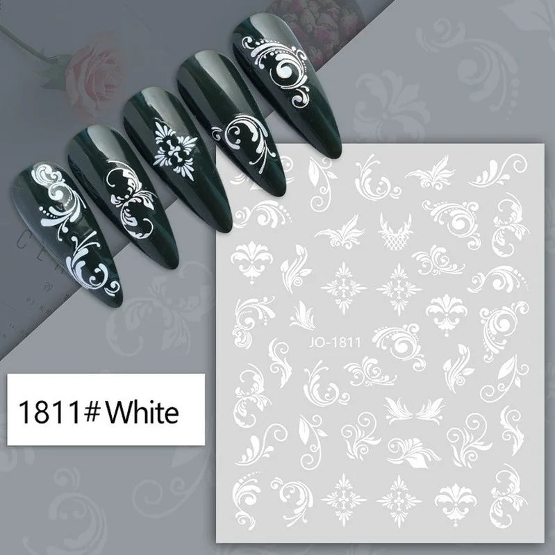 Nail Art Stickers Woman Girl Sexy Sticker Body Press on Nail Slider Black White Decal Decoration Nail Design Accessories Wraps