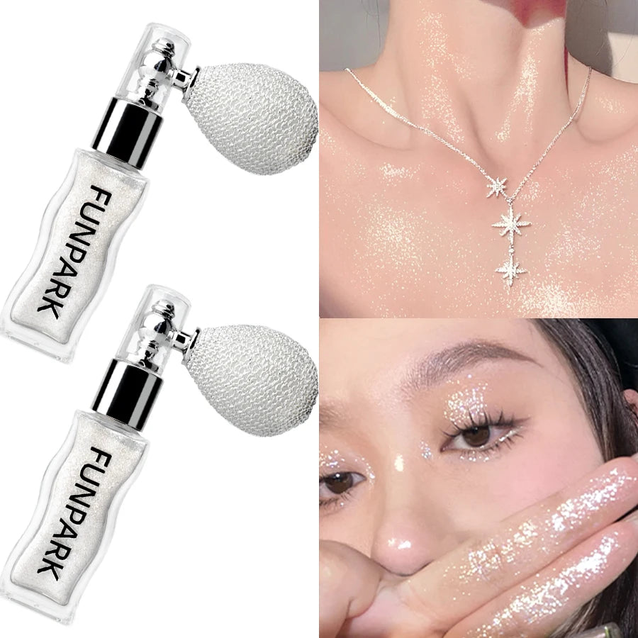1PC Highlighter Powder Brightens The Whole Body Sparking Face Korean Makeup Lasting Pearlescent White Brown Silver Cosmetics