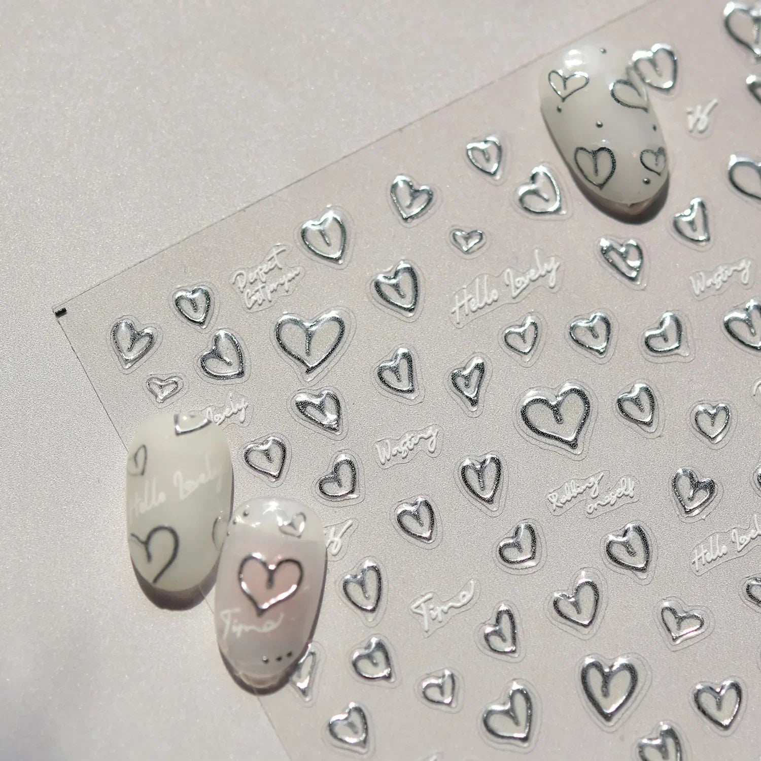 Cat's Eye 5D Gradient European Love Heart Gem Wing Crystal Geometric Colorful Self Adhesive Nail Art Stickers Manicure Decals