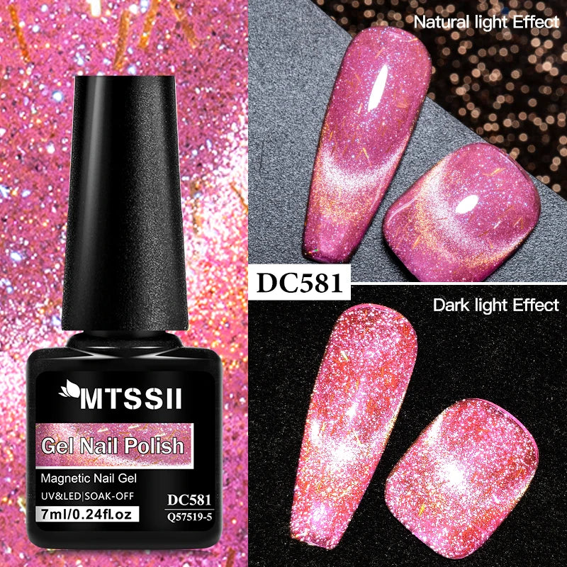 7ML Ice Transparent Glass Bead Moonlight Cat Eye Magnet Gel Nail Polish Jelly Ultra Shine Glitter Semi Permanent Soak Off UV Gel