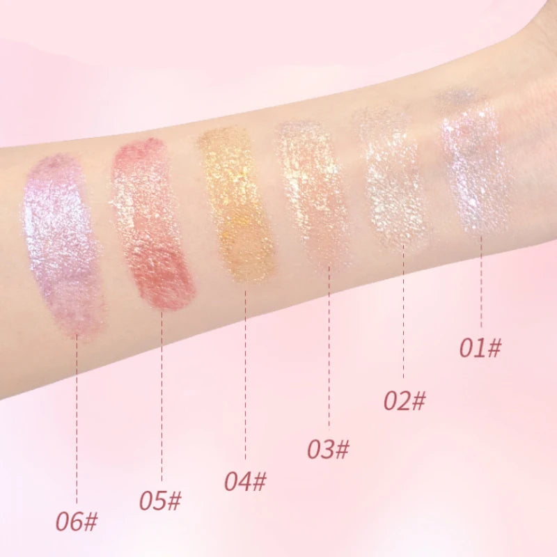 Water-Gel Eyeshadow Stick Is a Single-Swipe Makeup Highlighter Eyeshadow Stick with a Pearlescent Shimmer in Various Colors. Glowing Highlighter Eyeshadow Stick Is a Stick That Can Be Used on Both Eyebrows. The Waterproof Eff