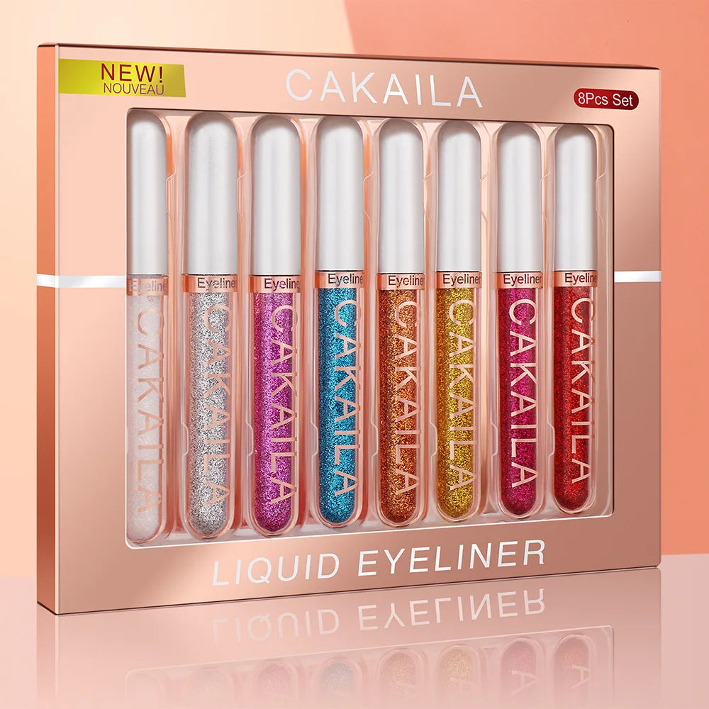 8-Color Set Waterproof Eyeliner Pens Long-lasting Glitter & Colored Eye Makeup Cosmetics Beauty Matte Eye liner Pencil Kit