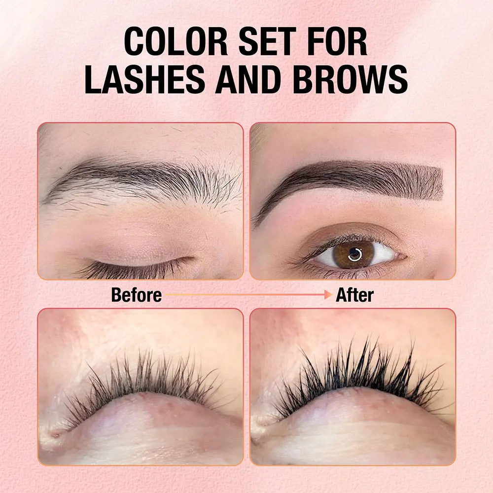 Gollee Classic Black Natural Lash and brow Tinting Set Lasting Waterproof Eyelash Fast Tint Kit Enhancers Easy Dye Makeup Tools