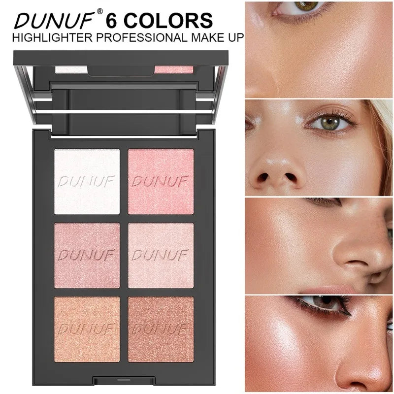 6-color Blush Palette, Highlighter Contour Bronzing Powder Makeup, Natural Long-lasting, High Pigment, Daily Multi-color Makeup