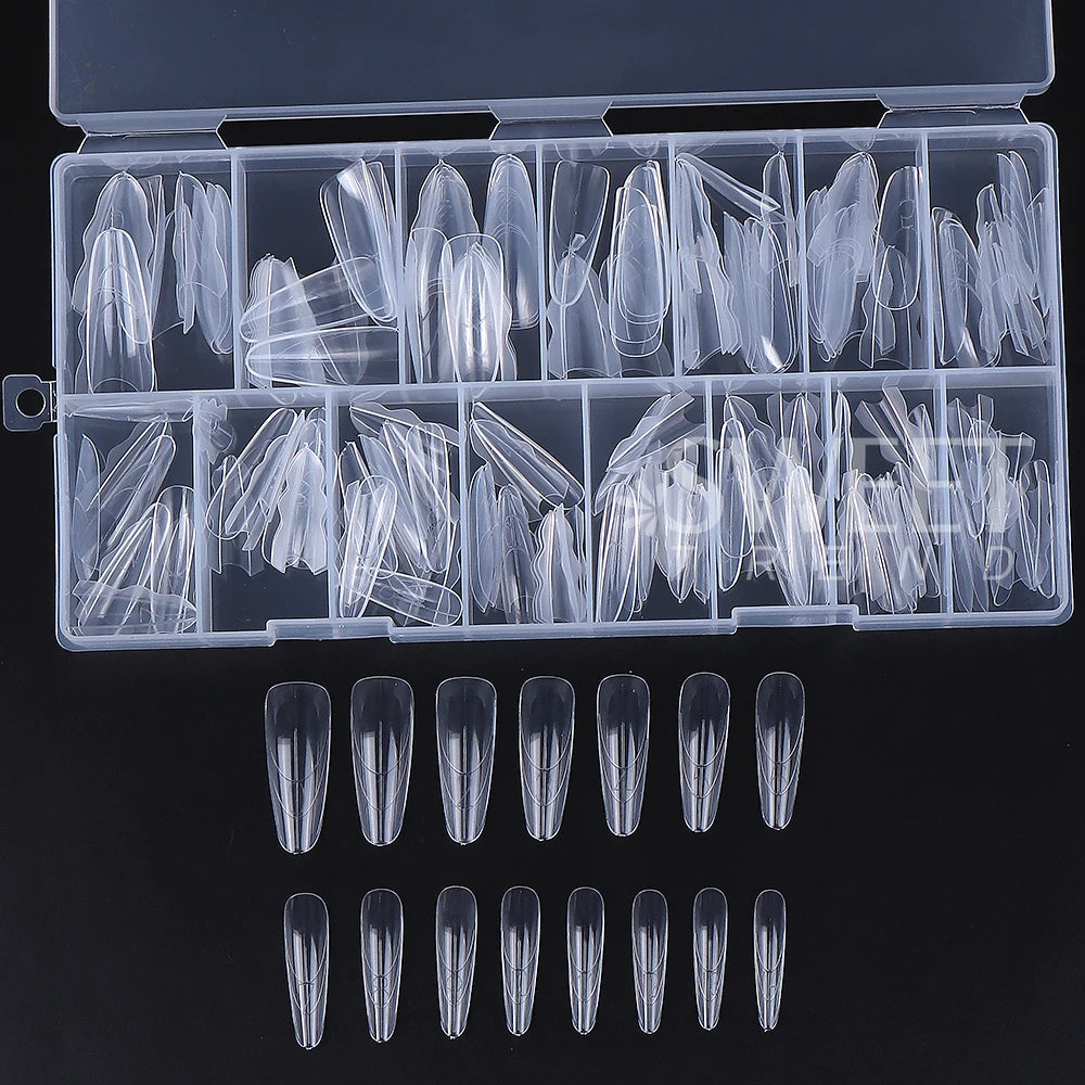 1 Box Dual Nail Forms New 180pcs 15 size Extensions-Dual Forms Long Coffin Almond Top/ Bottom Nail Forms Manicure Extension Tool