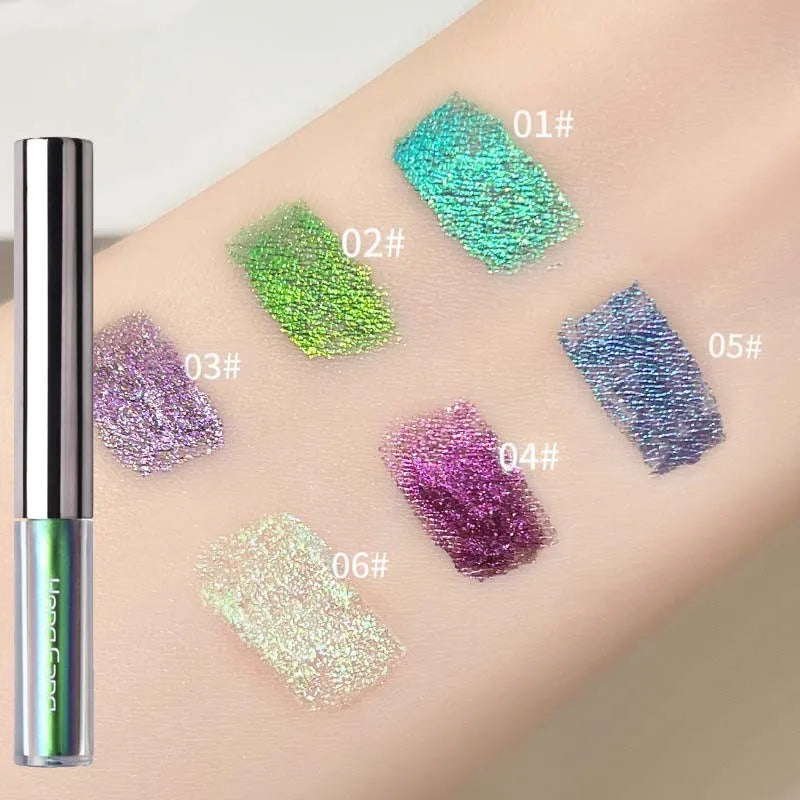 Chameleon Liquid Eyeshadow Eyeliner Sparkling Liquid Eye Shadow Metallic Shining Eye Shadow Liner Makeup Green Purple Silvery