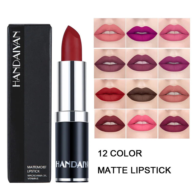 HANDAIYAN 12-color matte velvet lipstick long-lasting waterproof non-stick cup does not fall color lipstick lipstick