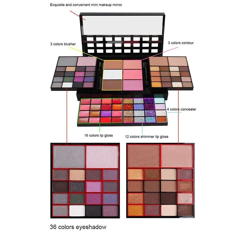Matte and Shimmer Eyeshadow Palette - Waterproof Makeup Kit