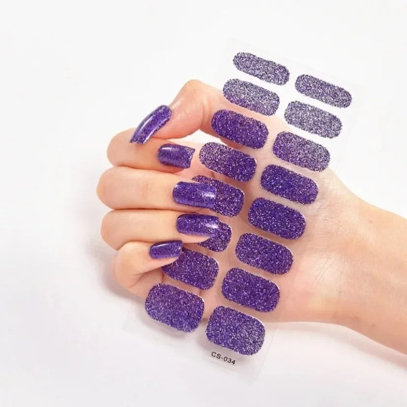 DIY Semi Cured Gel Nail Stickers Long-Lasting Solid Color Nail Strips Patch Slider Nail Sticker Full Cover Decal Manicure Patch