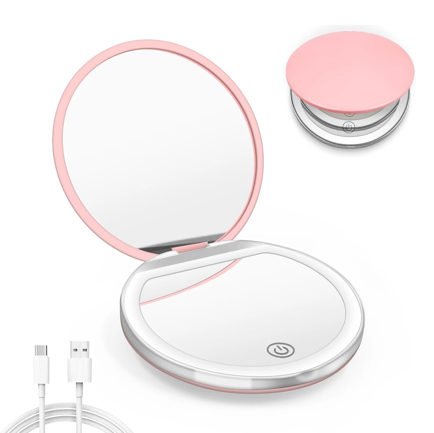 Rechargeable LED Compact Mirror with Lights | 1X/3X Magnification, Pocket Handheld Travel Mirror, Perfect for Gifts