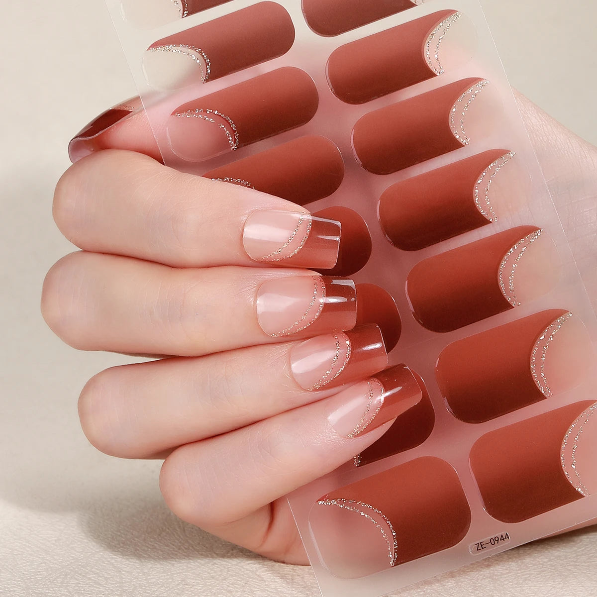 16tips DIY Baking-Free Nail Stickers French Stripe Lines Adhesive Nail Strips Patch Slider Full Cover Nail Decoration Decal
