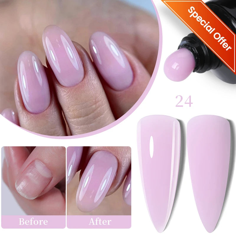 LILYCUTE 15ML Quick Extension Gel Nail Polish Milky White Clear Pink Color French Manicure Finger Prolong Nail Hard Gel Varnish
