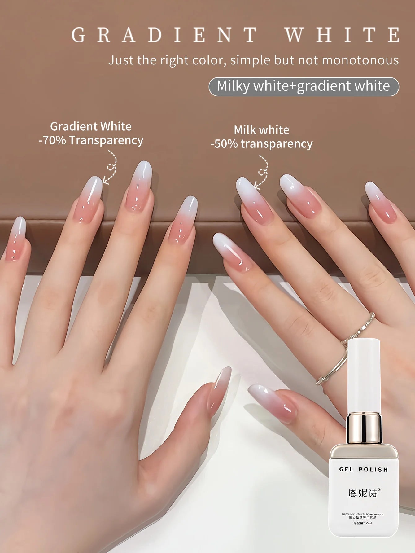2Pc 12ml Milky White Gel Nail Polish Nail Polish Natural Color Translucent Jelly Soak Off LED Clear Coat Soap Nails Art White
