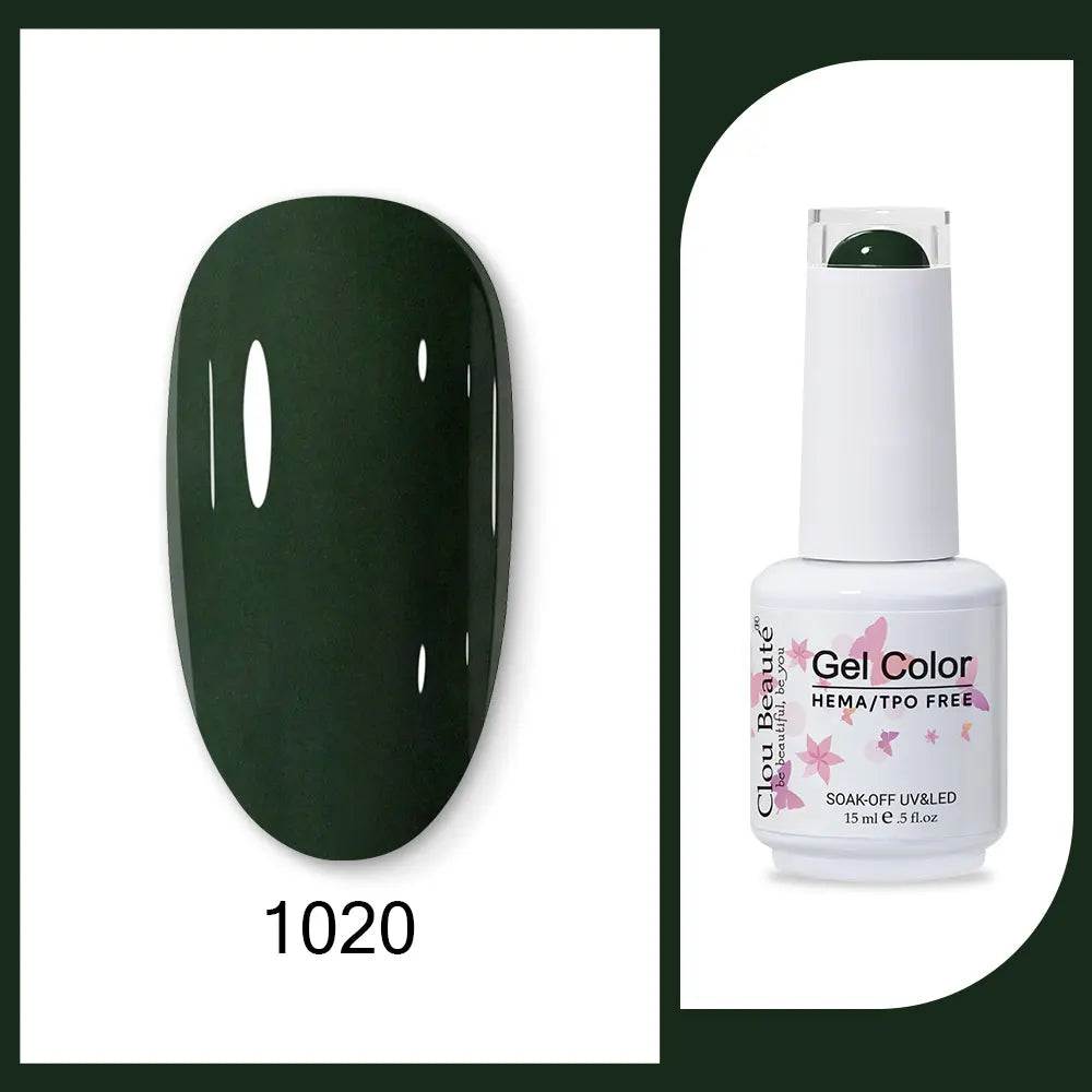 Clou Beaute 15ml Red Black White Green Neon Gel Nail Polish Base Top Coat Velvet Top 400 Colors Semi Permanent Gel Nail Varnish