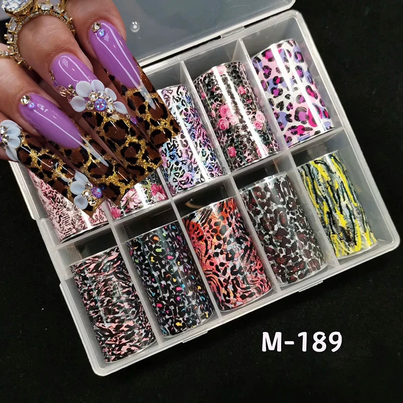 Neon Jelly Animal Nail Foils for Transfer Paper Stickers Sliders Adhesive Wraps DIY Water Leopard Print Nail Art Decorations