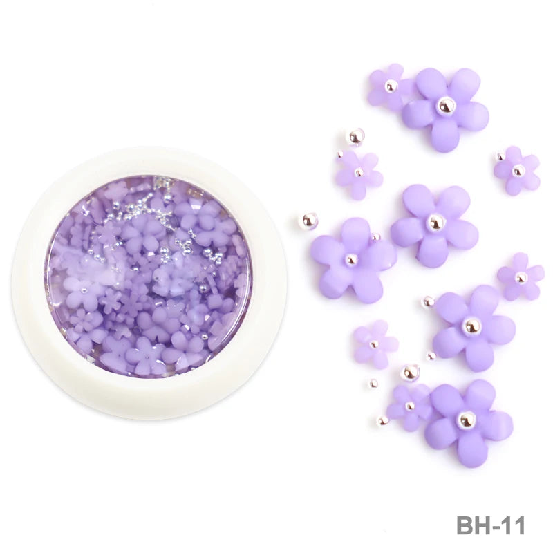 White Acrylic Flower Nail Art Decorations Mixed Size Rhinestones Red Blue Gem Manicure Tools Accessories DIY Nails Design 5g