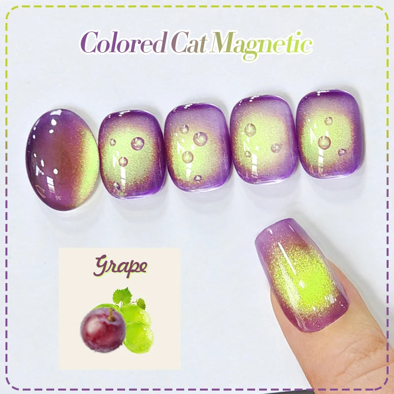 BORN PRETTY 10ml Fruit Purple Grape Cat Magnetic Gel Nail Polish 2025 New Whitening Guava Glass Beads Varnish Nail Supplies