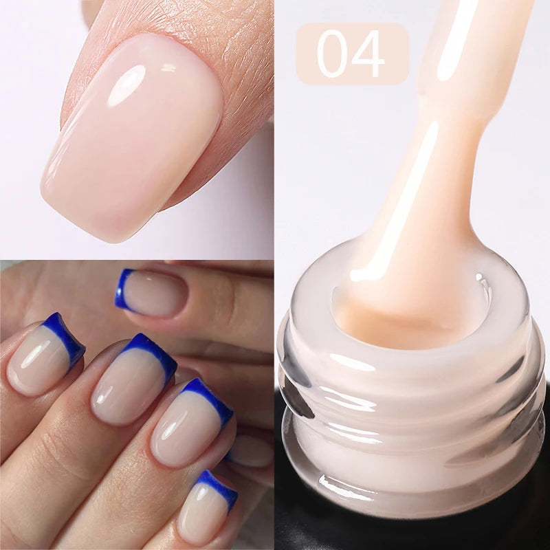 BORN PRETTY Milky Jelly Rubber Base Gel for Gel Nail Polish 15ml Russian Self-leveling Nude Color Soak Off Semi Permanent UV Gel