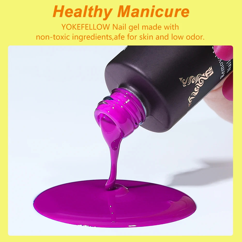 YOKEFELLOW 2022 New Color 10ML Nail Gel Polish Semi Permanent Gel Varnish Base Top Coat 122 Soak Off Colors Organic Nail Varnish